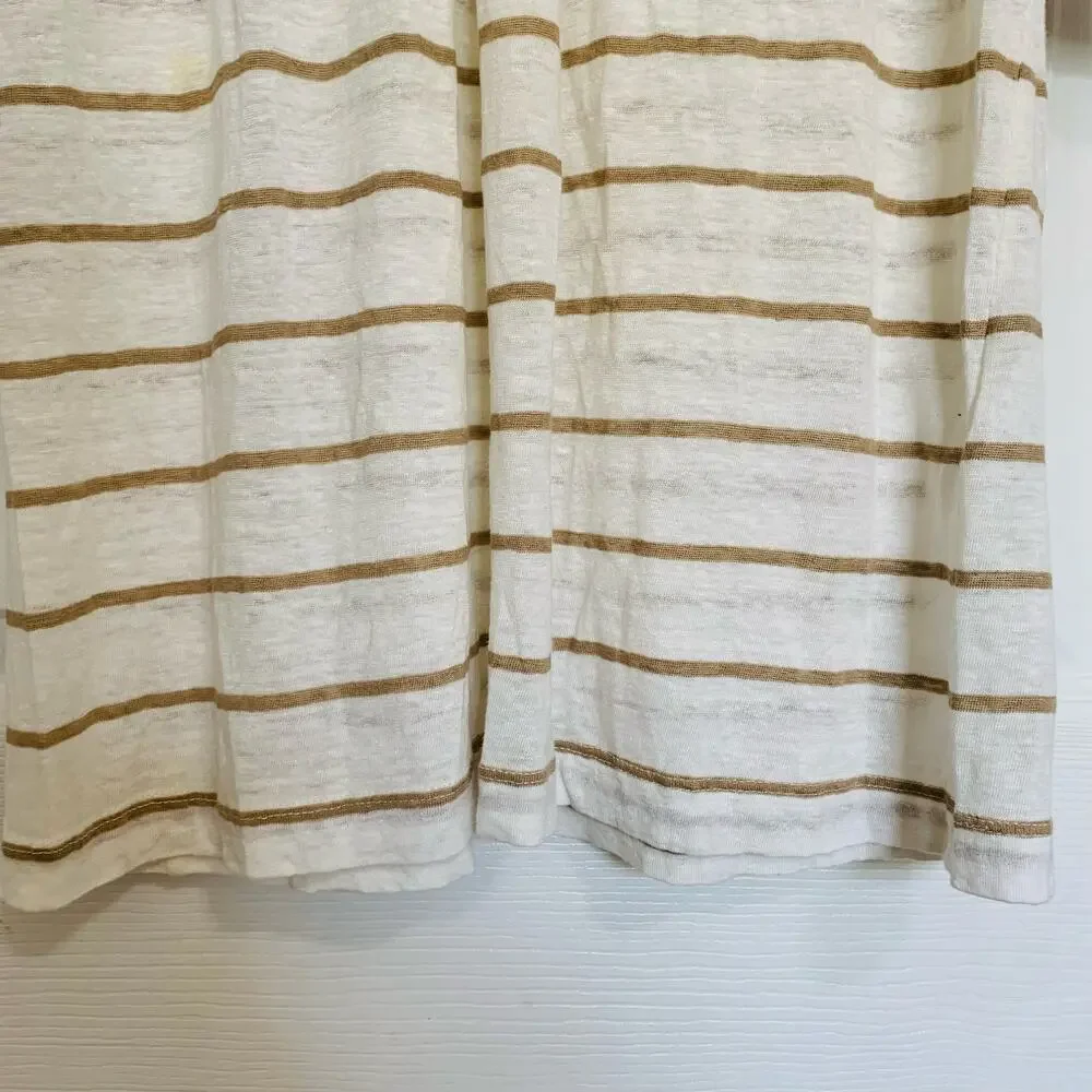 Joie a la Plage Neutral Striped 100% Linen Beachy Dress Swim Cover Up Small